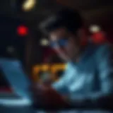 Contemplative gambler analyzing betting charts